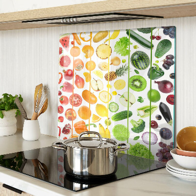 Planche à découper en verre Fruits et légumes aux couleurs de l'arc-en-ciel