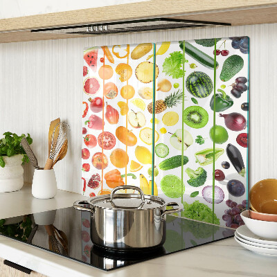 Planche à découper en verre Fruits et légumes aux couleurs de l'arc-en-ciel