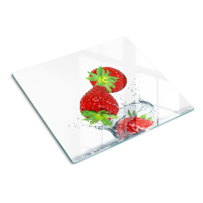 Planche à découper en verre Fraises à l'eau