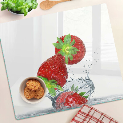 Planche à découper en verre Fraises à l'eau
