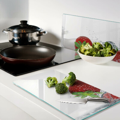 Planche à découper en verre Fraises à l'eau