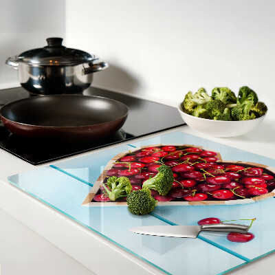 Planche à découper verre Cerises au coeur