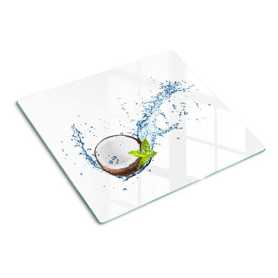 Planche à découper en verre Noix de coco à l'eau et à la menthe