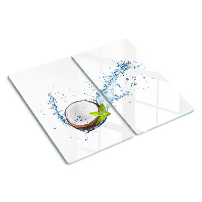 Planche à découper en verre Noix de coco à l'eau et à la menthe