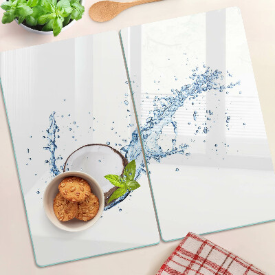 Planche à découper en verre Noix de coco à l'eau et à la menthe