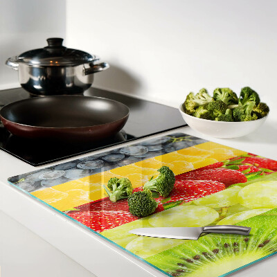 Planche à découper verre Fruits rayés