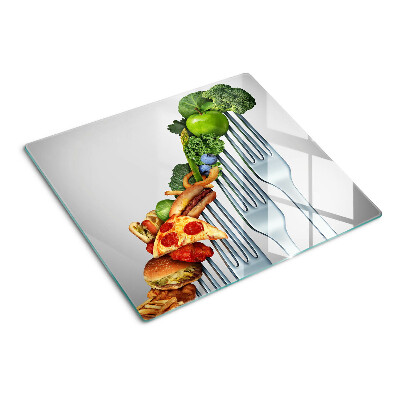 Planche à découper en verre Nourriture sur une fourchette