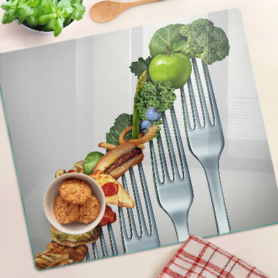 Planche à découper en verre Nourriture sur une fourchette