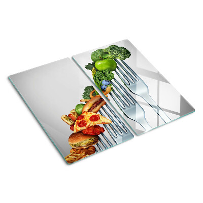 Planche à découper en verre Nourriture sur une fourchette