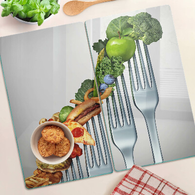 Planche à découper en verre Nourriture sur une fourchette