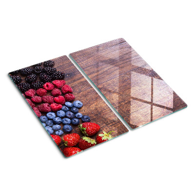 Planche à découper verre Fruits des bois sur fond de bois