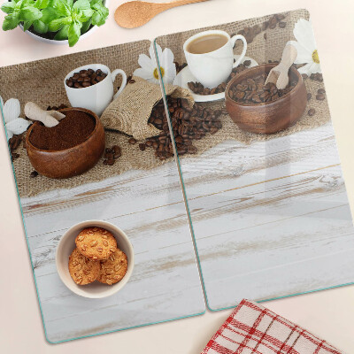 Planche à découper en verre Café et grains de café