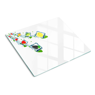 Planche à découper verre Motif de fruits avec des tranches colorées