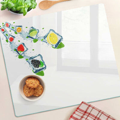 Planche à découper verre Motif de fruits avec des tranches colorées
