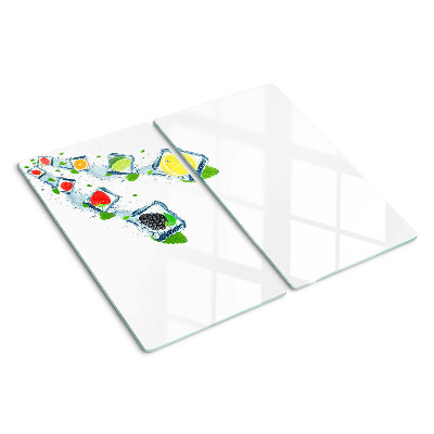Planche à découper verre Motif de fruits avec des tranches colorées