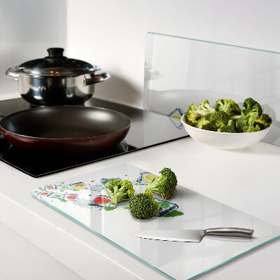 Planche à découper verre Motif de fruits avec des tranches colorées