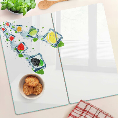 Planche à découper verre Motif de fruits avec des tranches colorées