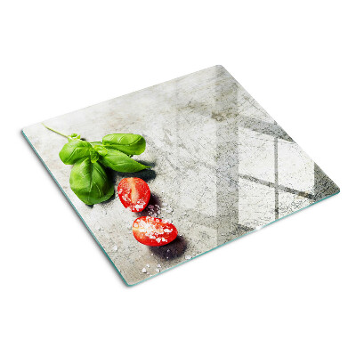 Planche à découper en verre Tomates au basilic et au sel