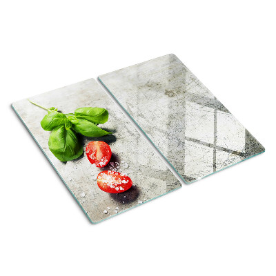 Planche à découper en verre Tomates au basilic et au sel