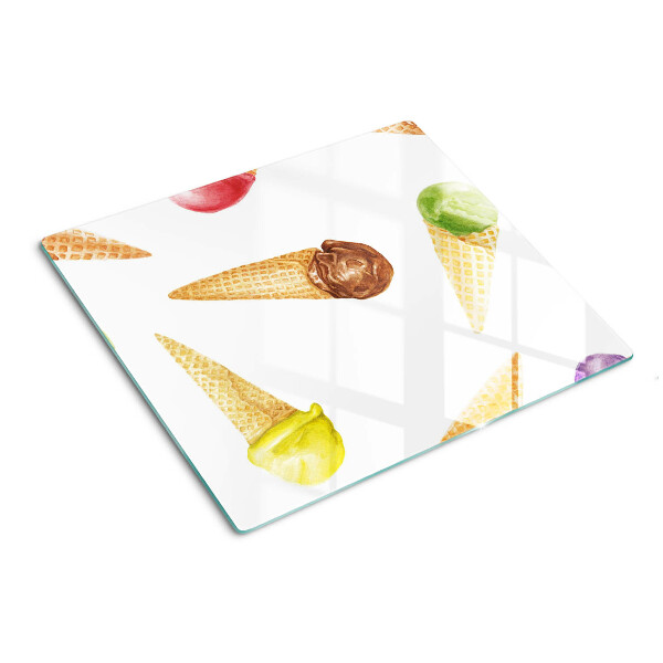 Planche à découper en verre Crème glacée dans un cornet gaufré