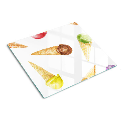 Planche à découper en verre Crème glacée dans un cornet gaufré