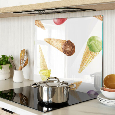 Planche à découper en verre Crème glacée dans un cornet gaufré