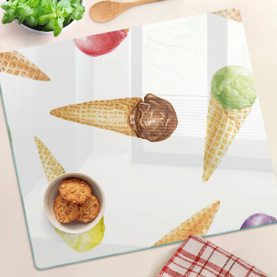 Planche à découper en verre Crème glacée dans un cornet gaufré