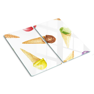 Planche à découper en verre Crème glacée dans un cornet gaufré