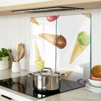 Planche à découper en verre Crème glacée dans un cornet gaufré