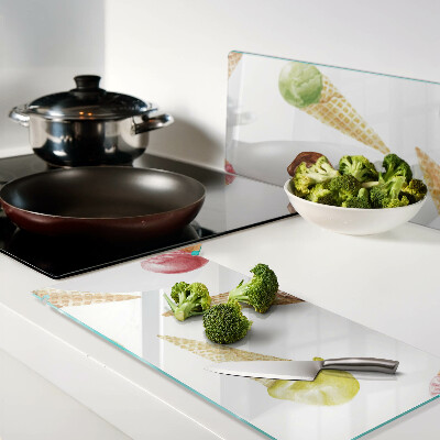 Planche à découper en verre Crème glacée dans un cornet gaufré