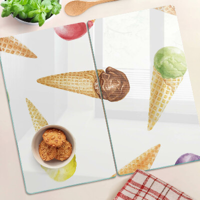 Planche à découper en verre Crème glacée dans un cornet gaufré
