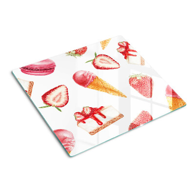 Planche à découper verre Glace et fraises