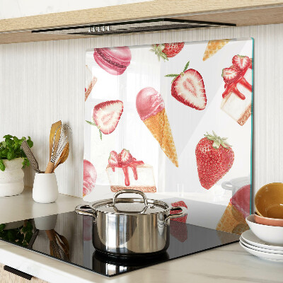 Planche à découper verre Glace et fraises