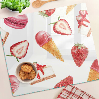 Planche à découper verre Glace et fraises