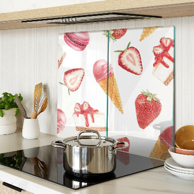 Planche à découper verre Glace et fraises