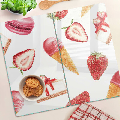 Planche à découper verre Glace et fraises