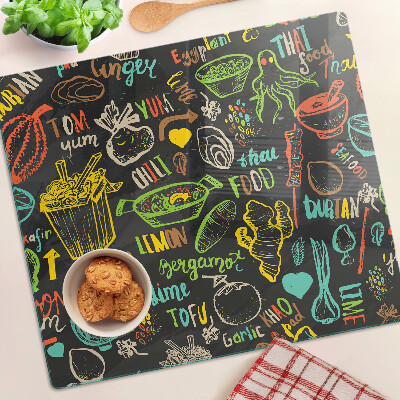 Planche à découper en verre Thème culinaire avec nourriture
