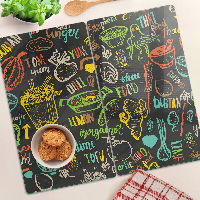 Planche à découper en verre Thème culinaire avec nourriture