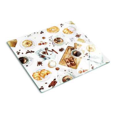 Planche à découper en verre Délices au café et pâtisseries