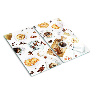 Planche à découper en verre Délices au café et pâtisseries