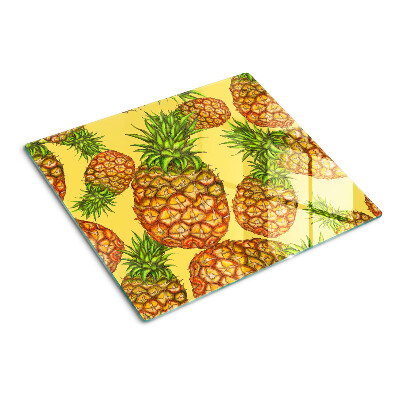 Planche à découper en verre Ananas sur fond jaune