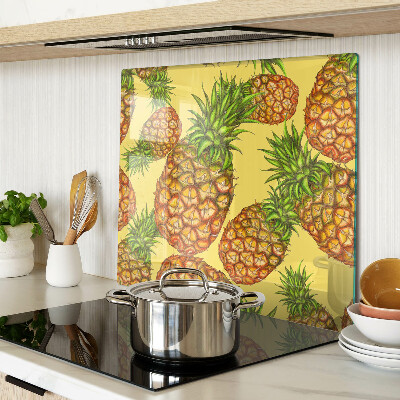 Planche à découper en verre Ananas sur fond jaune