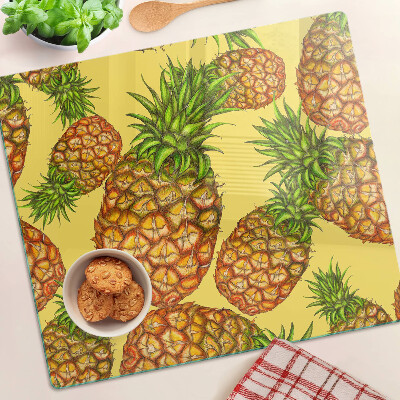 Planche à découper en verre Ananas sur fond jaune