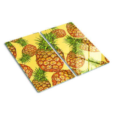 Planche à découper en verre Ananas sur fond jaune