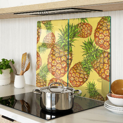Planche à découper en verre Ananas sur fond jaune