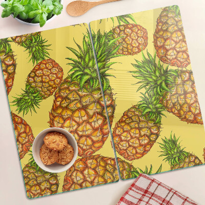 Planche à découper en verre Ananas sur fond jaune