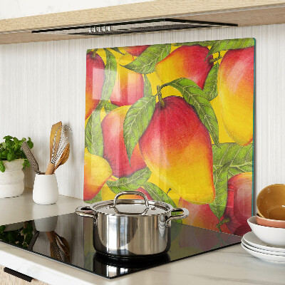 Planche à découper verre Poivrons sur fond de feuilles vertes