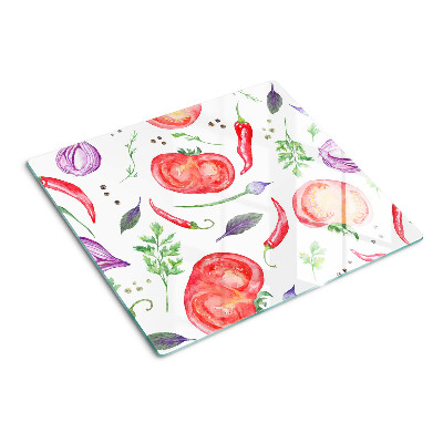 Planche à découper verre Accents végétaux à l'aquarelle