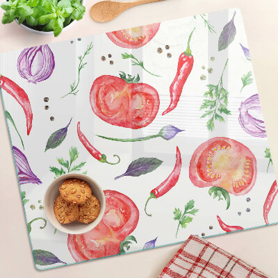 Planche à découper verre Accents végétaux à l'aquarelle