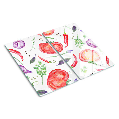 Planche à découper verre Accents végétaux à l'aquarelle